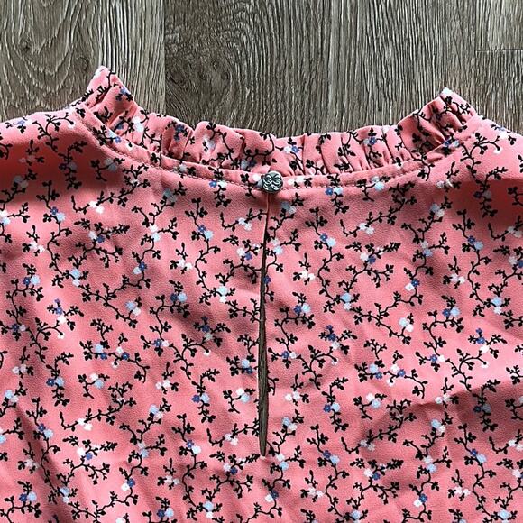 CeCe Light Pink & White Ditsy Floral V-Neck Long Sleeve Dress Size Medium - Picture 7 of 8